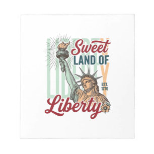 Vintage Sweet Land of Liberty Patriotic Shirt Desi Notepad