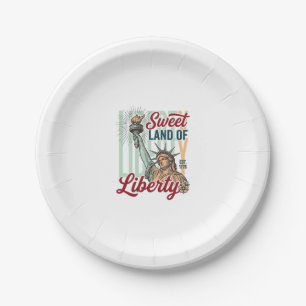 Vintage Sweet Land of Liberty Patriotic Shirt Desi Paper Plate