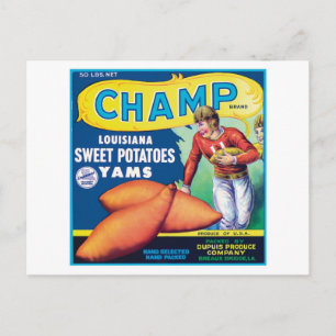 Vintage Sweet Potatoes Food Product Label Postcard