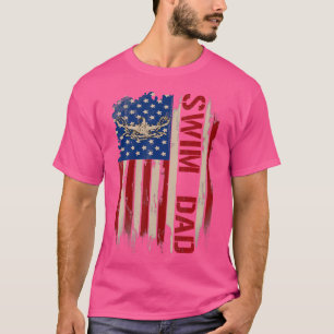 Vintage Swim Dad American Usa Flag Swimerswimming T-Shirt