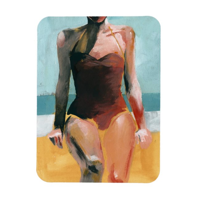 Vintage Swim - Red Swimsuit Magnet (Vertical)