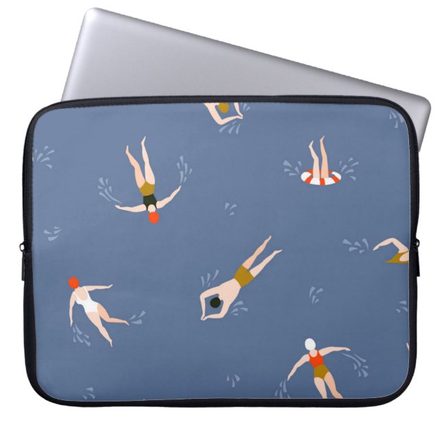 Vintage Swimmers Pattern Laptop Sleeve (Front)