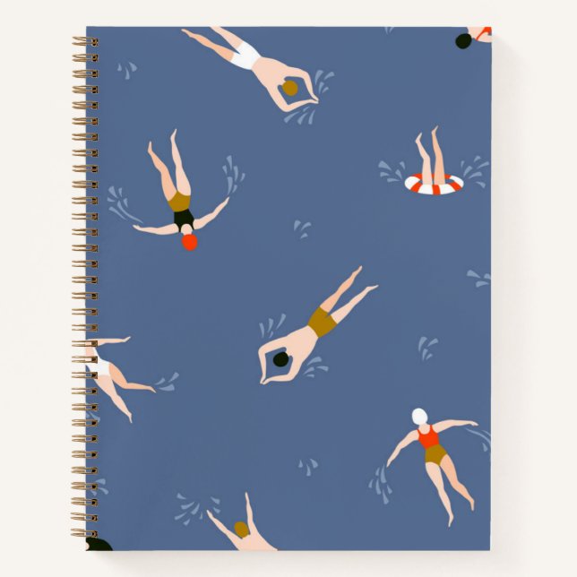Vintage Swimmers Pattern Notebook (Front)