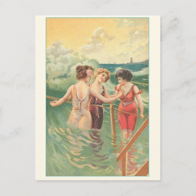 Vintage swimmers poster postcard (Front)