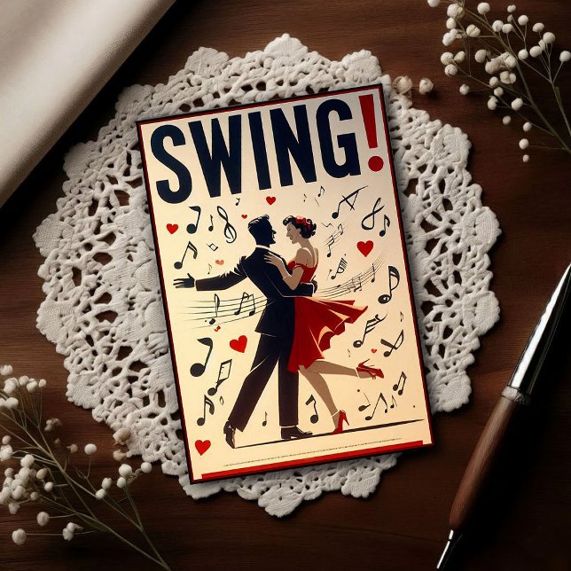 Vintage Swing Dance Night Poster Postcard (Creator Uploaded)
