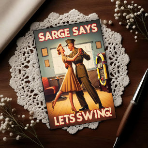 Vintage Swing Dance Salute to Military Service  Postcard