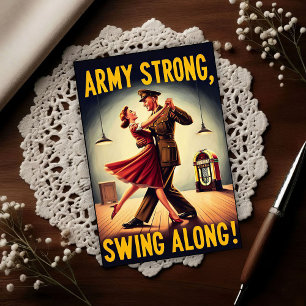 Vintage Swing Dance Salute to Military Service  Postcard