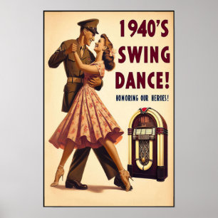 Vintage Swing Dance Salute to Military Service  Poster