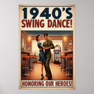 Vintage Swing Dance Salute to Military Service  Poster
