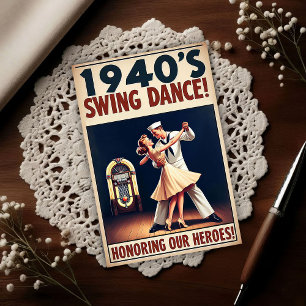 Vintage Swing Dance Salute to Service Postcard