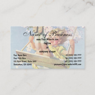 Vintage Swing, Girl Swinging in a Tree Childs Play Business Card