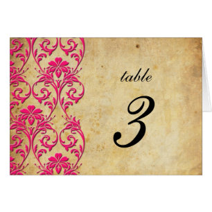 Vintage Swirl Damask Wedding Table Number