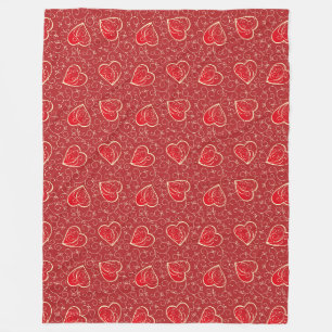 Vintage Swirling Hearts Love Pattern Fleece Blanket