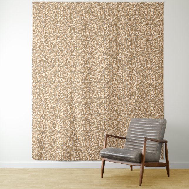 Vintage Swirling Leaf Patterns on White Back Tapestry (In Situ)