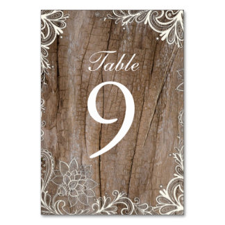 vintage swirls barn wood lace country wedding table number