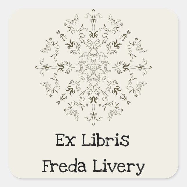 Vintage Swirls Flourish Classic Square Sticker (Front)