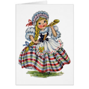 Vintage Swiss girl traditional dress