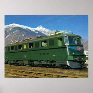 Vintage Swiss Locomotive Poster