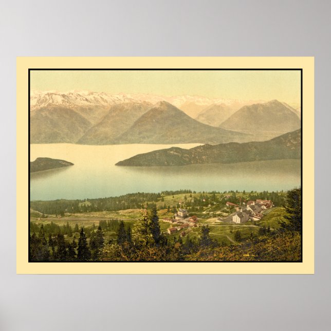 Vintage Swiss Panorama of Rigi Kaltbad Poster (Front)