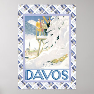 Vintage Swiss Poster Davos