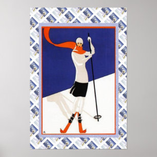 Vintage Swiss Poster Fashion on the SKi slopes