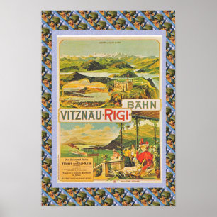 Vintage Swiss Poster Vitznau Rigi Bahn