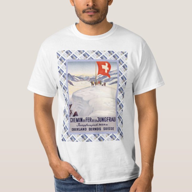 Vintage Swiss Railway Poster Jungfrau T-Shirt (Front)