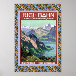 Vintage Swiss Railway Rigi Bahn Poster