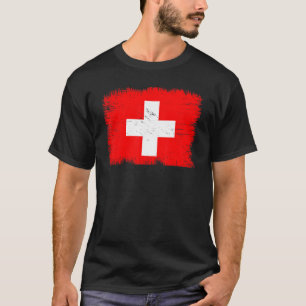Vintage Switzerland Flag Swiss Independence Day T-Shirt