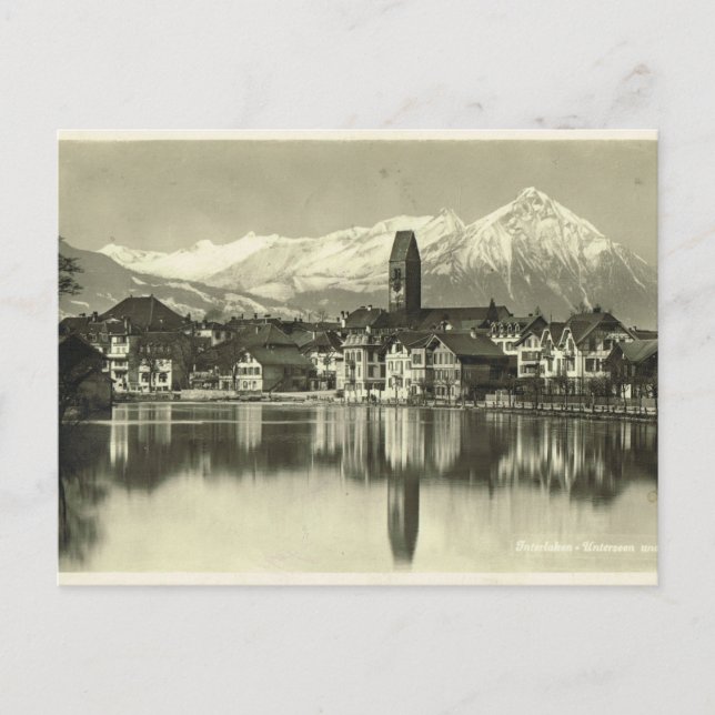 Vintage, Switzerland, Interlaken 1934 Postcard (Front)