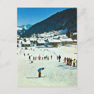 Vintage Switzerland, Morgins Ecole de ski Postcard