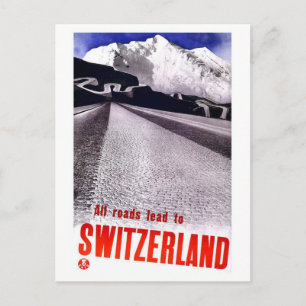 Vintage Switzerland Roads Postcard