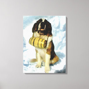 Vintage Switzerland, St Bernhard dog with a brandy Canvas Print