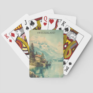 Vintage Switzerland Swiss Alps Mountain view Playing Cards