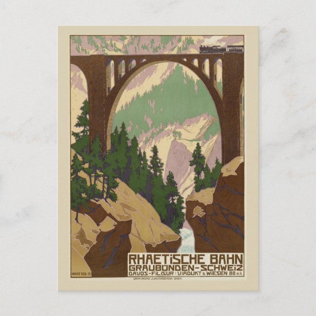 Vintage Switzerland Swiss Alps Train Travel Postcard (Front)