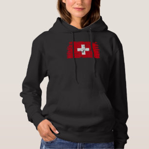 Vintage Switzerland Swiss Flag Pride Support Swiss Hoodie