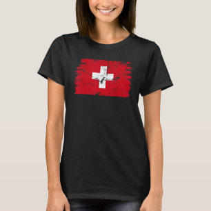 Vintage Switzerland Swiss Flag Pride Support Swiss T-Shirt