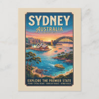 Vintage Sydney Australia Travel Poster