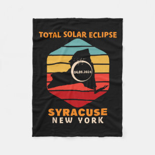 Vintage Syracuse New York Total Solar Eclipse 2024 Fleece Blanket