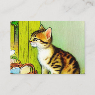 Vintage Tabby Cat Illustration Enclosure Card