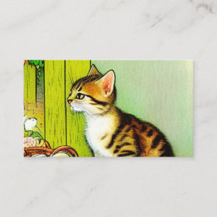 Vintage Tabby Cat Illustration Enclosure Card