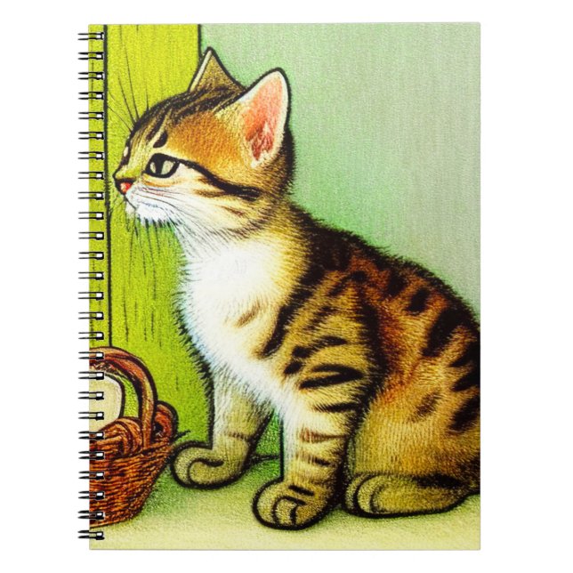 Vintage Tabby Cat Illustration Notebook (Front)