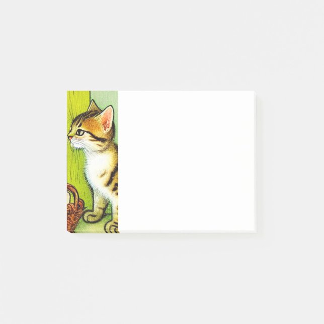 Vintage Tabby Cat Illustration Post-it Notes (Front)