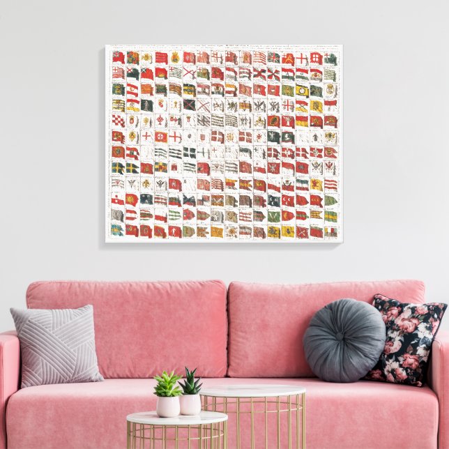 Vintage Table of Sea Flags, Aesthetic Print (Insitu(LivingRoom))
