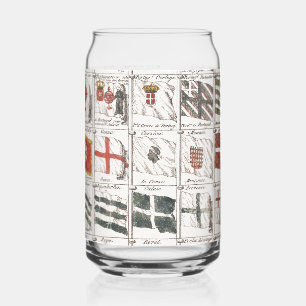 Vintage Table of Sea Flags, Aesthetic Print Can Glass