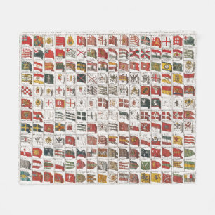 Vintage Table of Sea Flags, Aesthetic Print Fleece Blanket