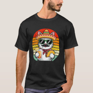 Vintage Taco Cat Cinco De Mayo Fiesta Humour Cat L T-Shirt