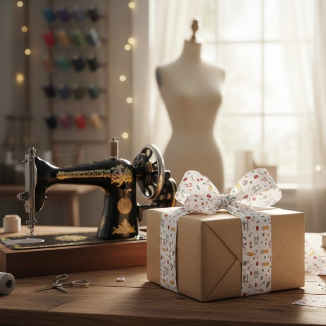 Vintage Tailor Sewing Tools Ribbon Satin Ribbon (Creator Uploaded)