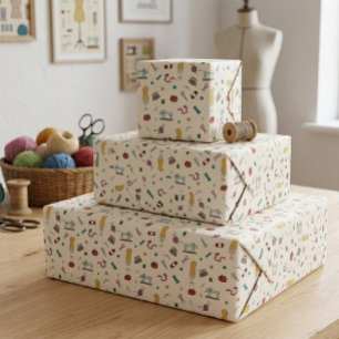 Vintage Tailor Sewing Tools Wrapping Paper