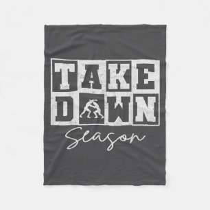 Vintage Take Down Season Wrestling Men Women Kids  Fleece Blanket